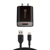 18W Wall Charger and USB C Cable (Black)