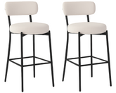 Set of 2 Boucle Bar Stools Counter Bar Stool