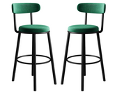 Set of 2 Barstools Modern Green Velvet Bar Stools