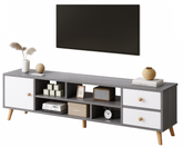Wooden Living Room TV Cabinet Consoles Cabinet Entertainment Unit (Grey)