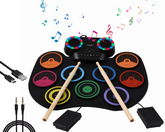 Electric Drum Set 9 Pads Built-in Speaker LED Lights