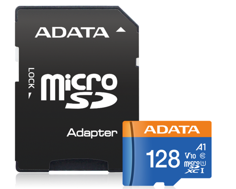 ADATA microSD card with adapter on a white background