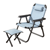 Camping Chair Foldable Chair With Footrest (Blue)