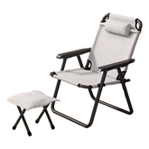 Camping Chair Foldable Chair With Footrest (Grey)