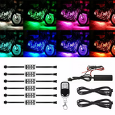6Pcs Car Motorcycle RGB LED Neon Under Glow Light Strip Wireless Kit Remote