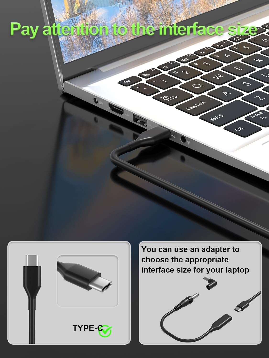100W Universal USB-C Laptop Charger HP Lenovo Acer Dell Toshiba Samsung Laptop Charger