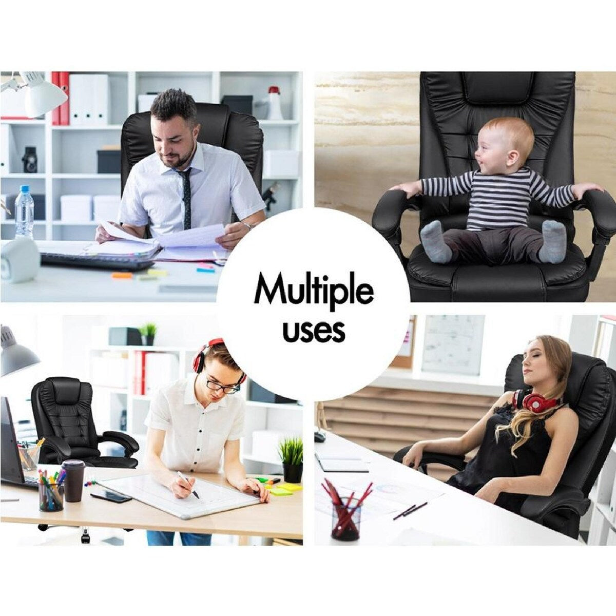Office Chair Leather Chair Executive Gaming Chair with Massager