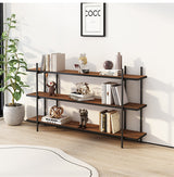 3 Tier Bookshelf Console Table Hallway Flower Table (Dark Wood)