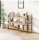 3 Tier Bookshelf Console Table Hallway Flower Table (Natural Wood)