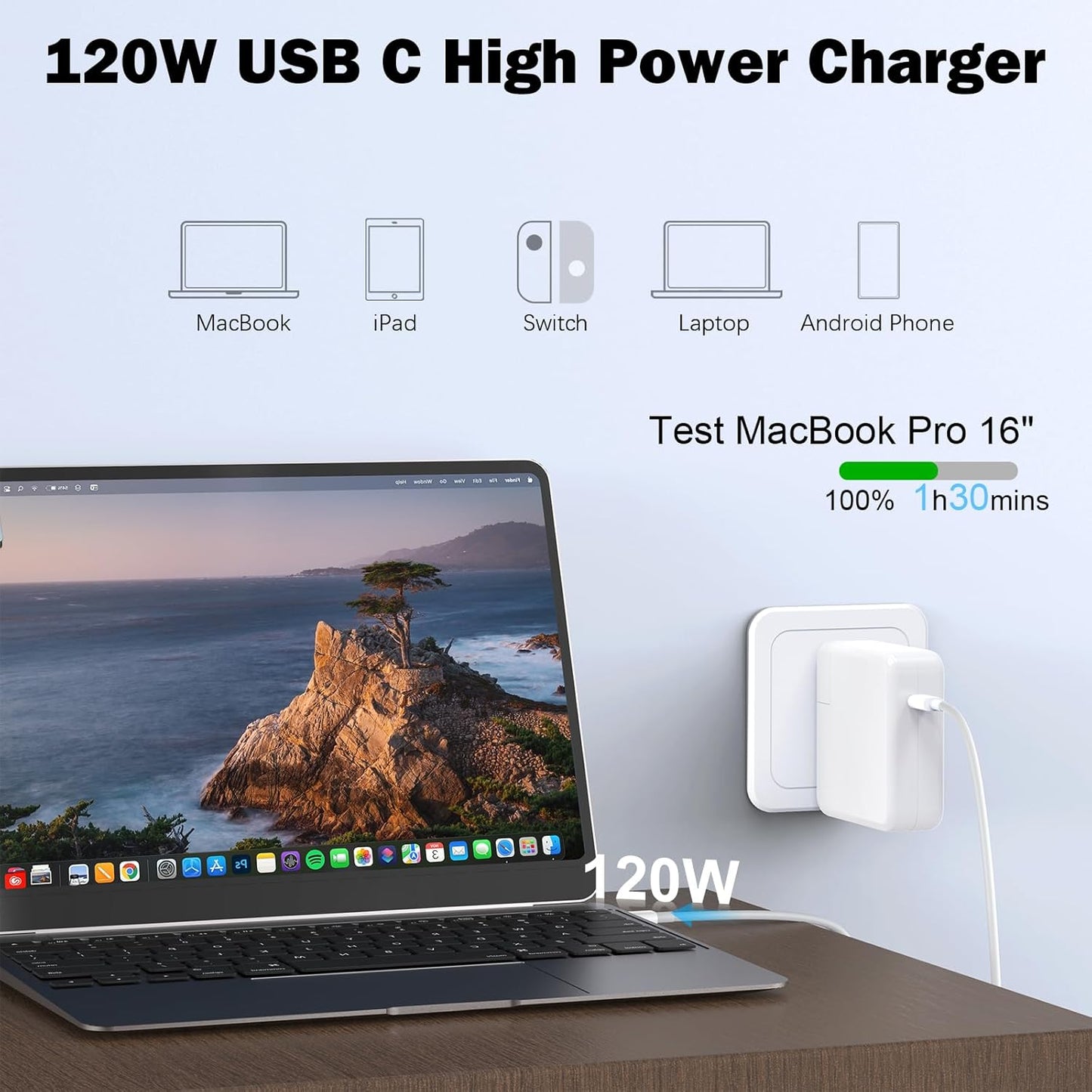120W USB C Replacement MacBook Charger
