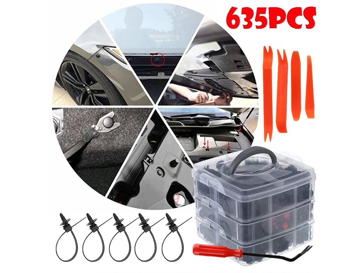 635pcs Car Body Trim Clips Retainer Bumper Rivets Fastener Kit