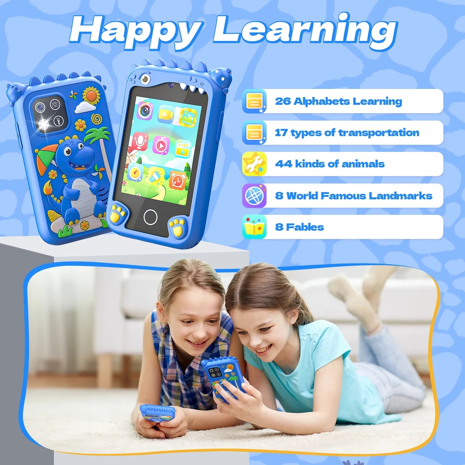 2.8Inch Touchscreen Learning Play Toy Phone With Dual Camera Smart Phone For Girl Boy With 8G SD Card