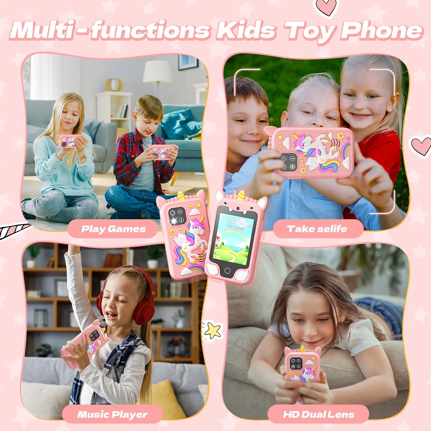 2.8Inch Touchscreen Learning Play Toy Phone With Dual Camera Smart Phone For Girl Boy With 8G SD Card