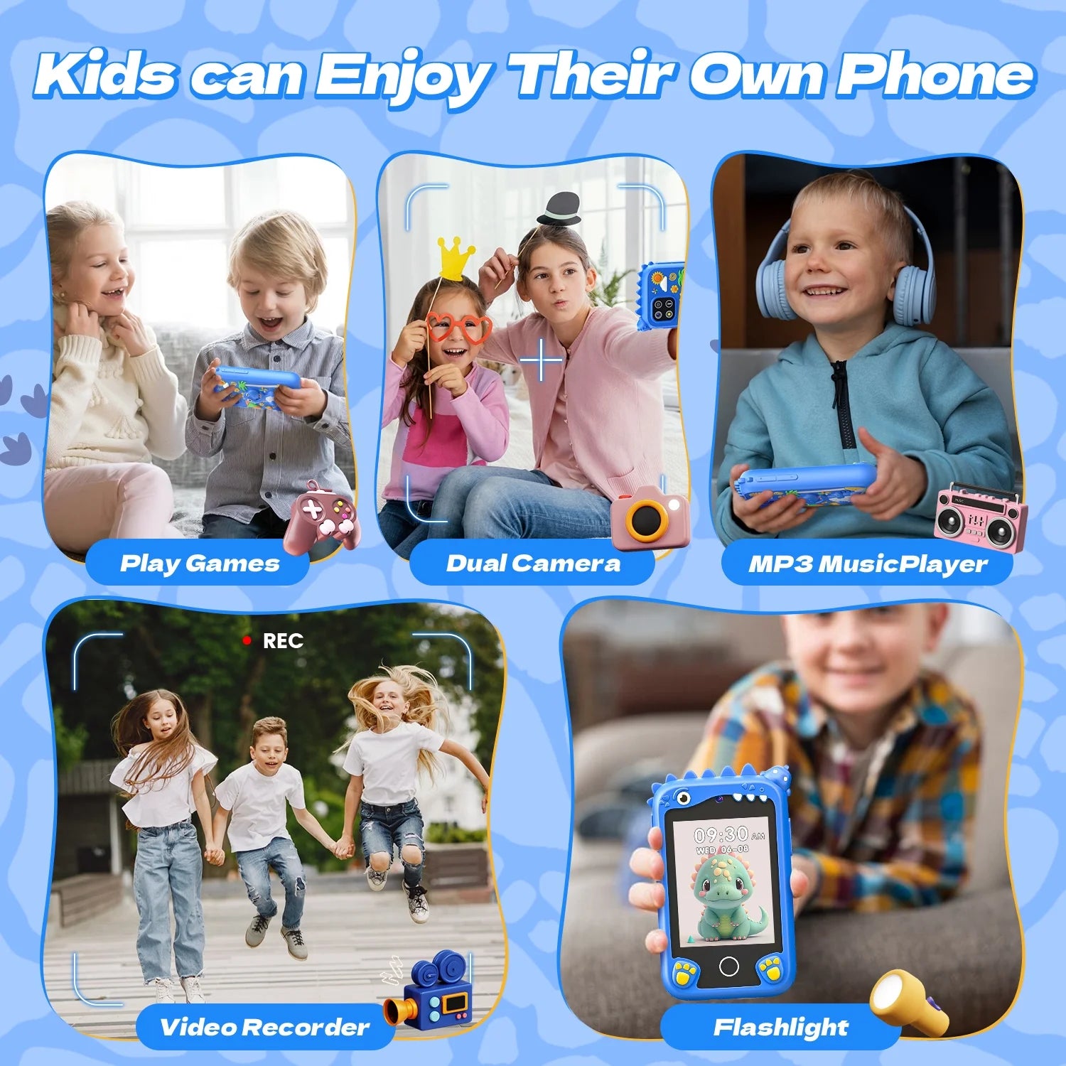 2.8Inch Touchscreen Learning Play Toy Phone With Dual Camera Smart Phone For Girl Boy With 8G SD Card