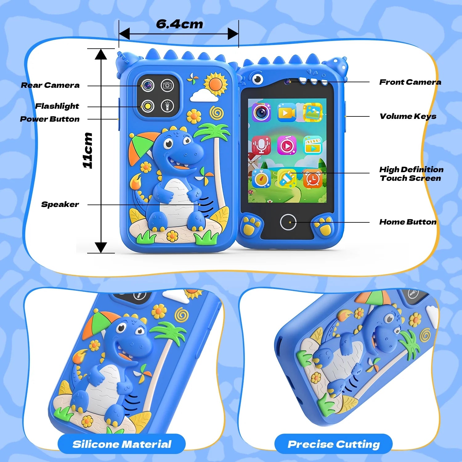 2.8Inch Touchscreen Learning Play Toy Phone With Dual Camera Smart Phone For Girl Boy With 8G SD Card