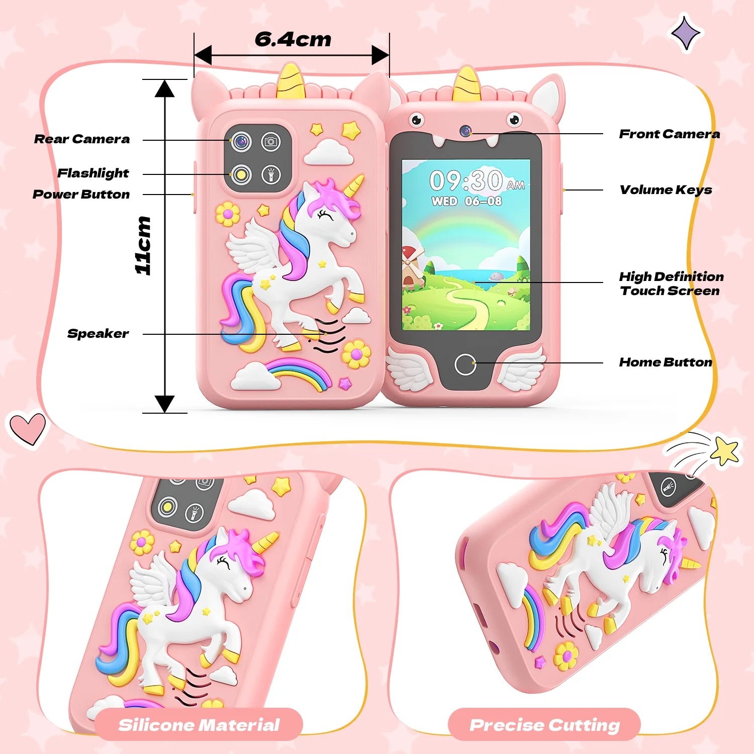 2.8Inch Touchscreen Learning Play Toy Phone With Dual Camera Smart Phone For Girl Boy With 8G SD Card