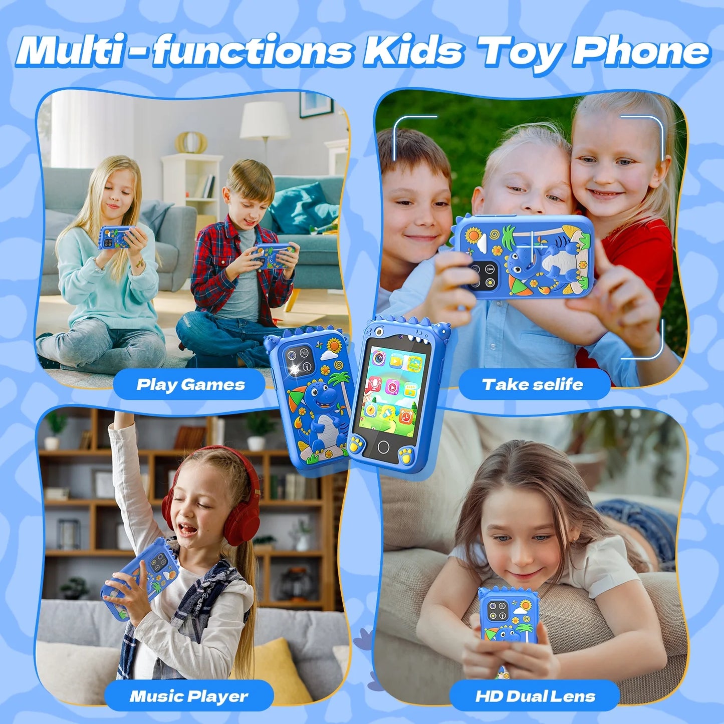 2.8Inch Touchscreen Learning Play Toy Phone With Dual Camera Smart Phone For Girl Boy With 8G SD Card