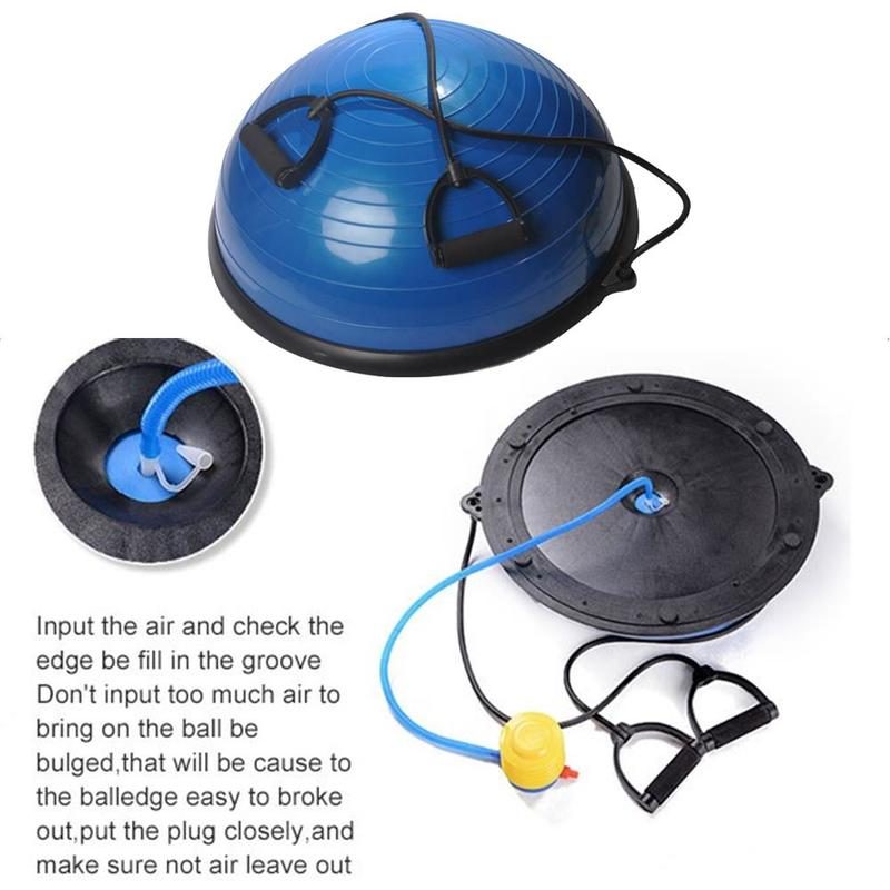 46cm Yoga Balance Trainer Exercise Ball with 2 Resistance Bands (Blue)