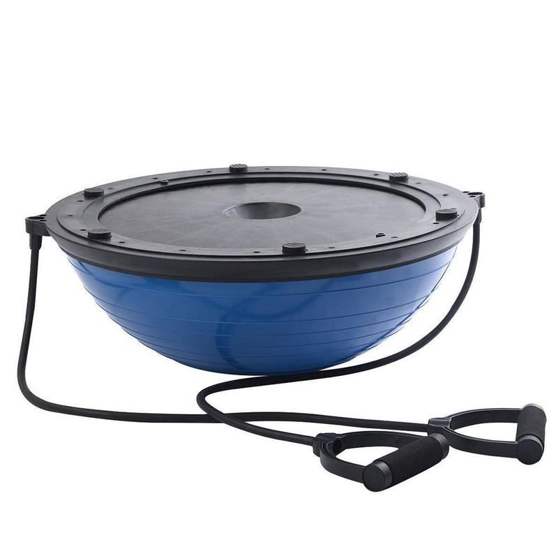 46cm Yoga Balance Trainer Exercise Ball with 2 Resistance Bands (Blue)