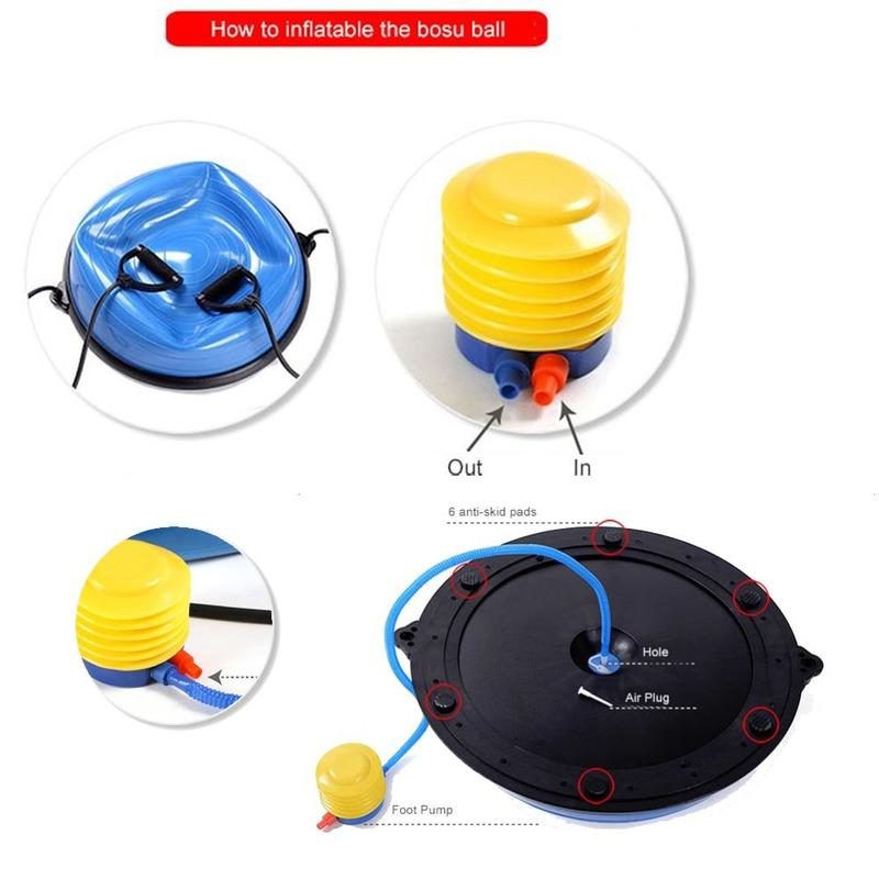 46cm Yoga Balance Trainer Exercise Ball with 2 Resistance Bands (Blue)