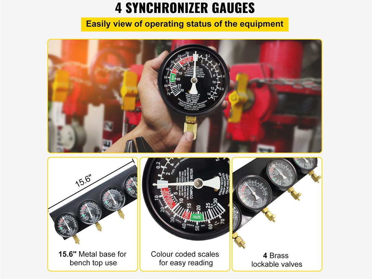 Carburetor Vacuum Synchronizer Gauges Tool Kit
