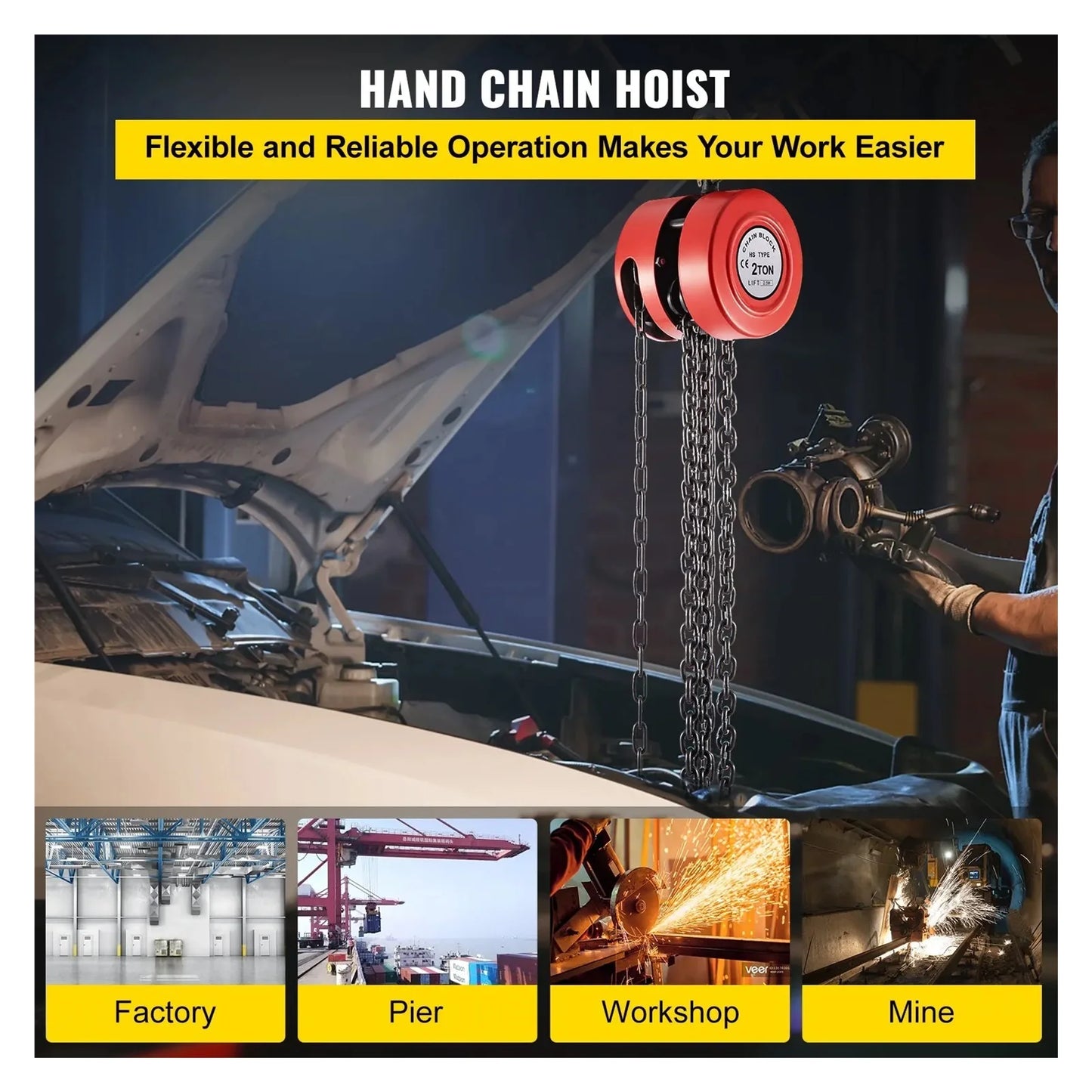 2T Chain Block & Tackle Hoist 3M