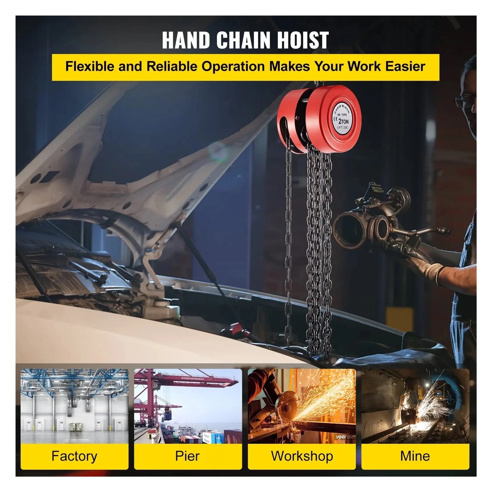 2T Chain Block & Tackle Hoist 3M