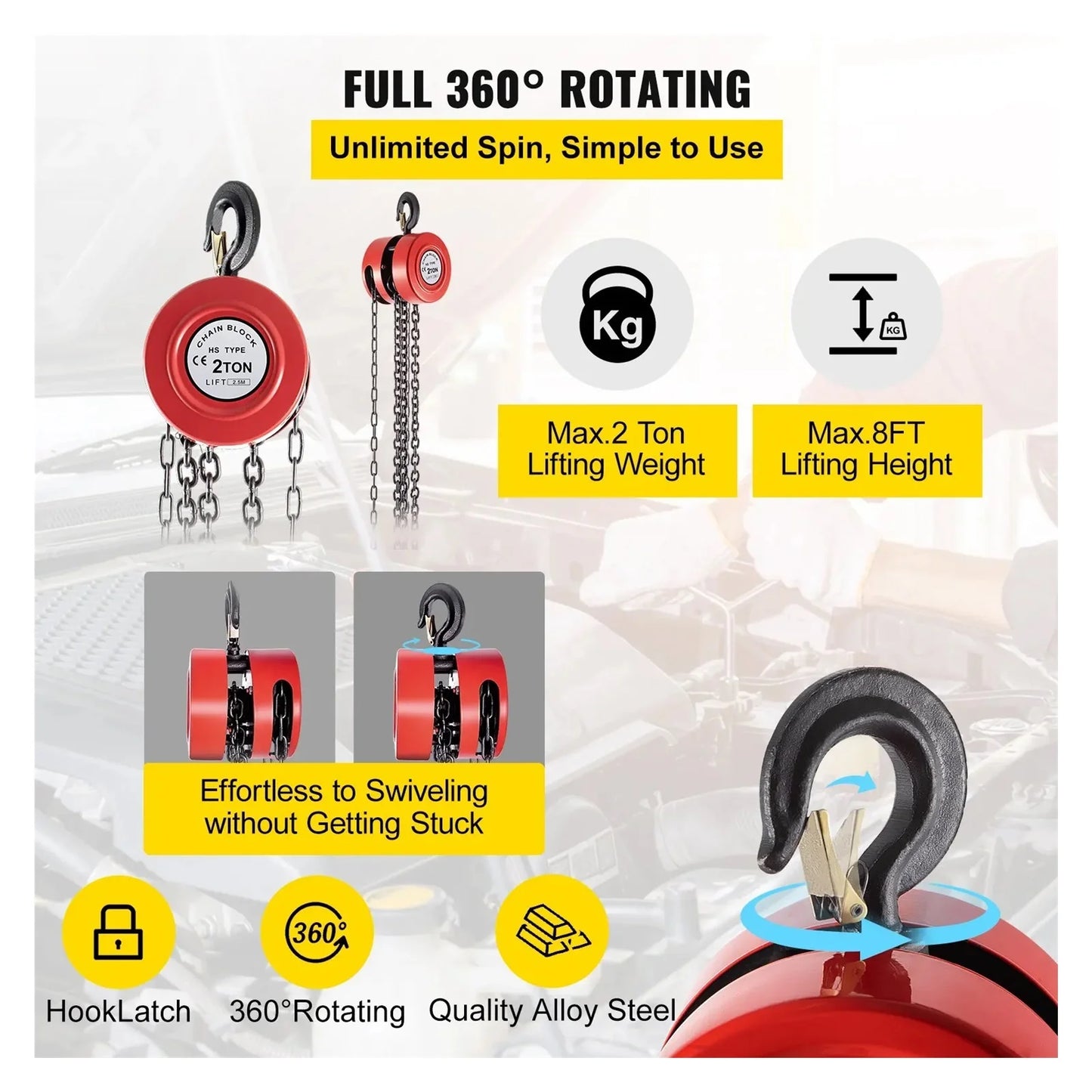 2T Chain Block & Tackle Hoist 3M