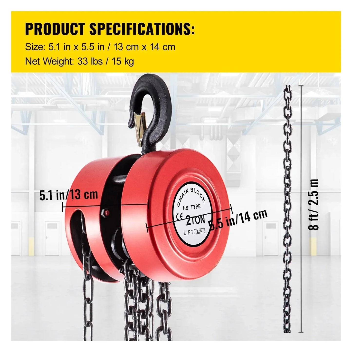 2T Chain Block & Tackle Hoist 3M