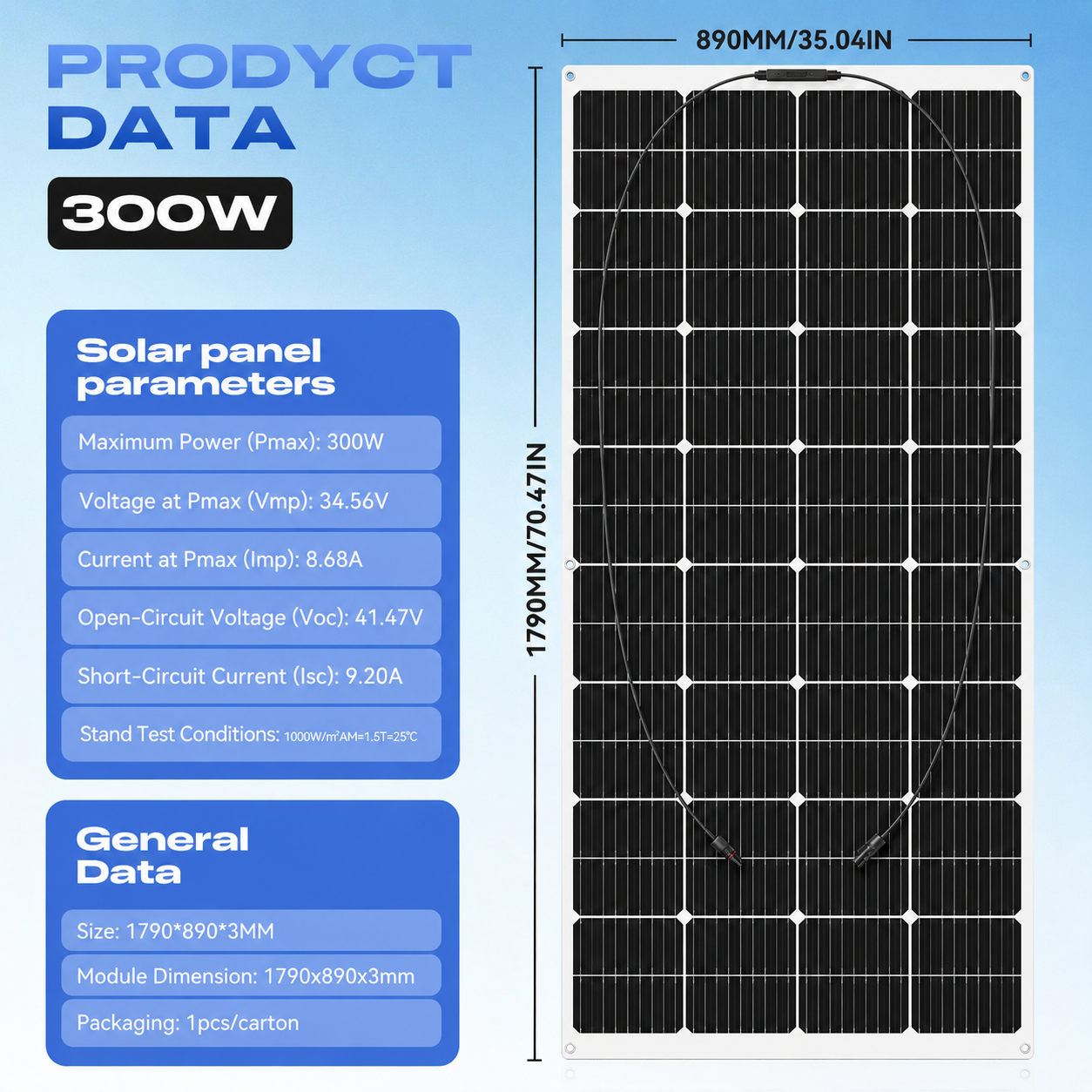 300W Flexible solar panel