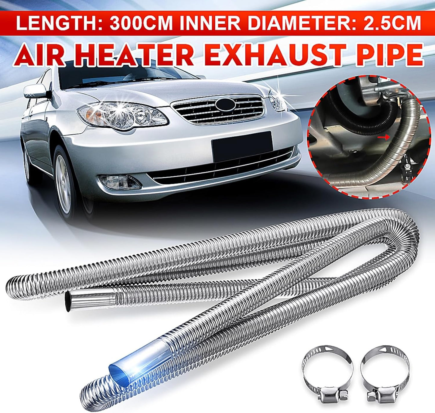 100cm Air Diesel Parking Heater Stainless Steel Exhaust Pipe Tube Gas