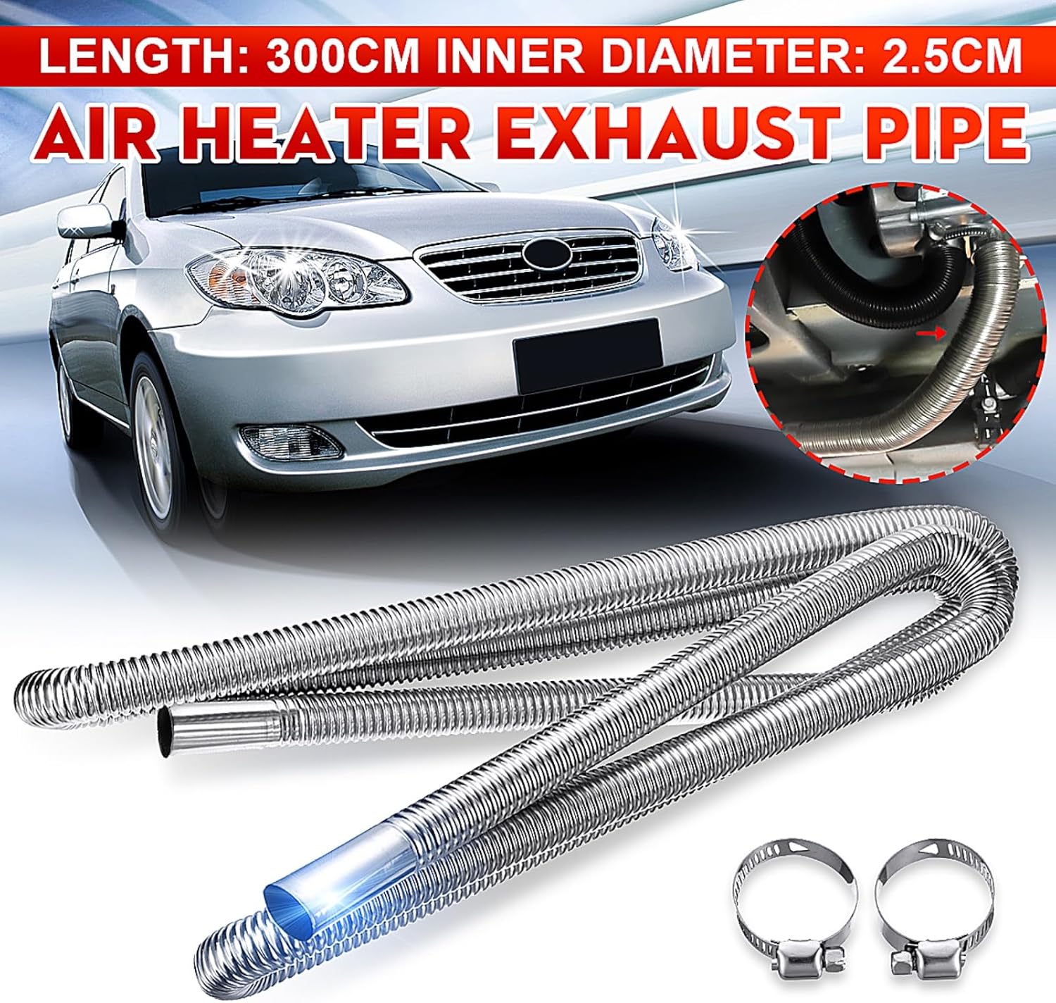 100cm Air Diesel Parking Heater Stainless Steel Exhaust Pipe Tube Gas