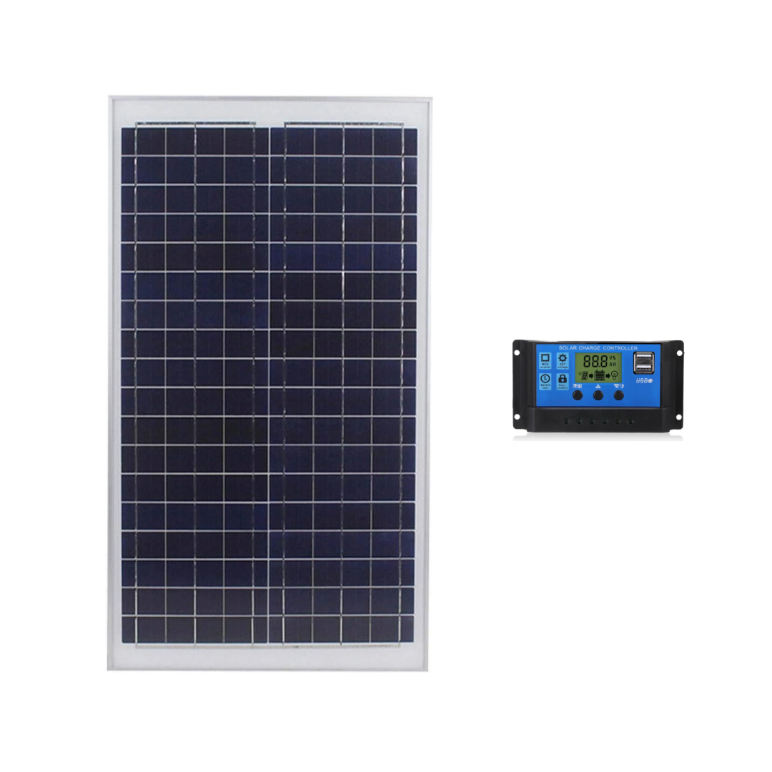 50W Solar Panel With Solar Charge Controller