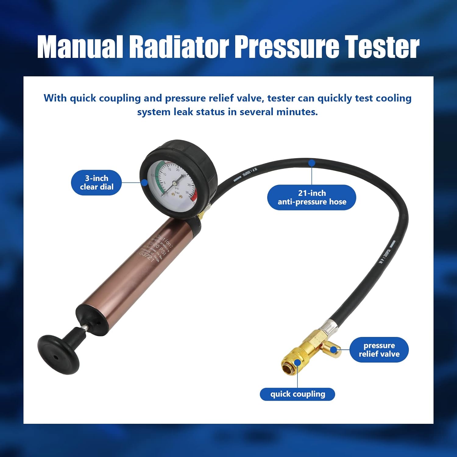 34pcs Radiator Pump Cooling System Pressure Tester Vacuum Purge Kit