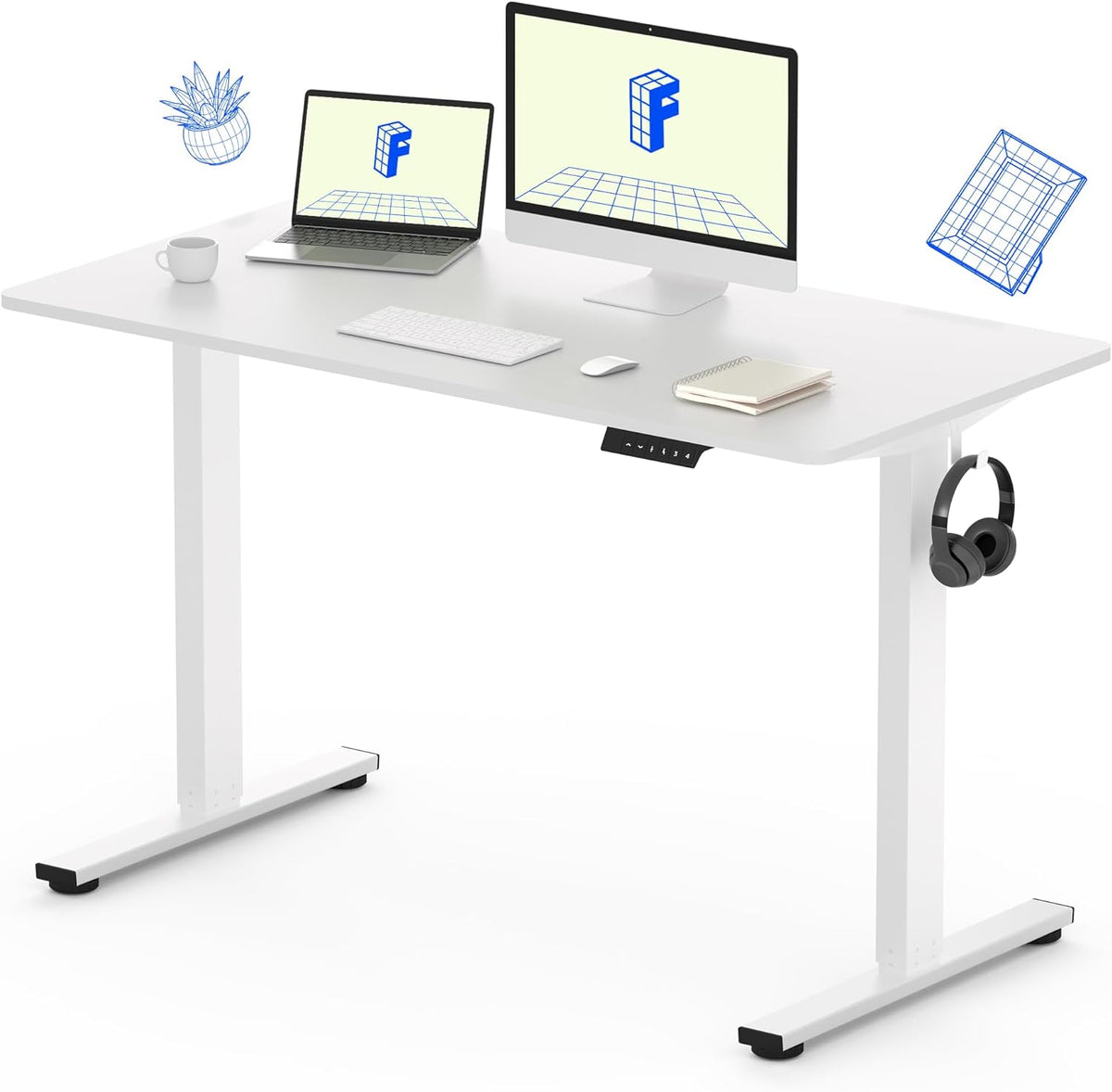 Electric Height Adjustable Desk Table 140CM (White)