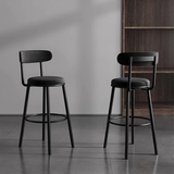 Set of 2 Barstools Modern Black Velvet Bar Stools