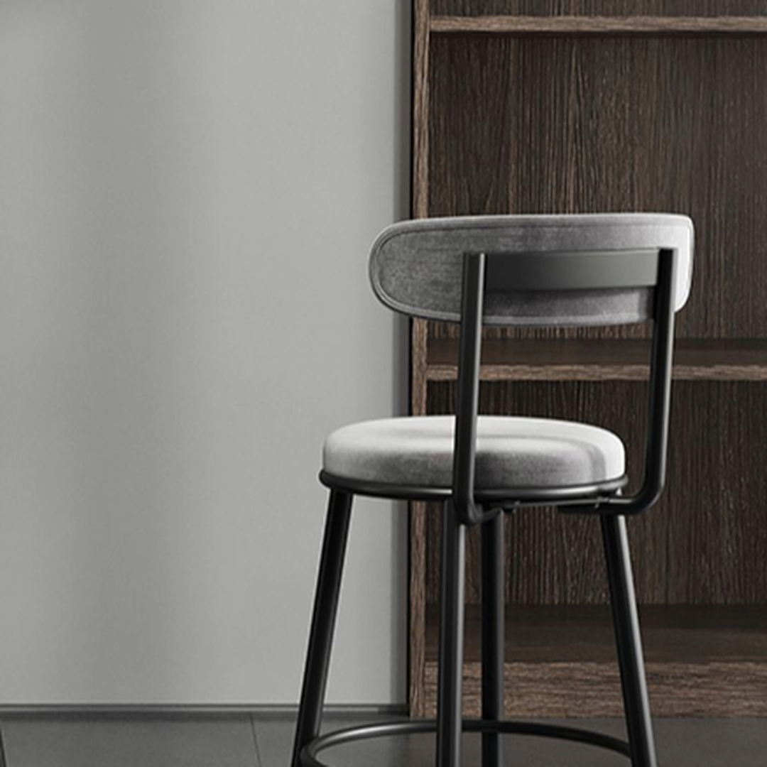 Set of 2 Modern Grey Velvet Bar Stools