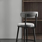 Set of 2 Modern Grey Velvet Bar Stools