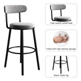 Set of 2 Modern Grey Velvet Bar Stools