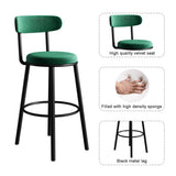 Set of 2 Barstools Modern Green Velvet Bar Stools