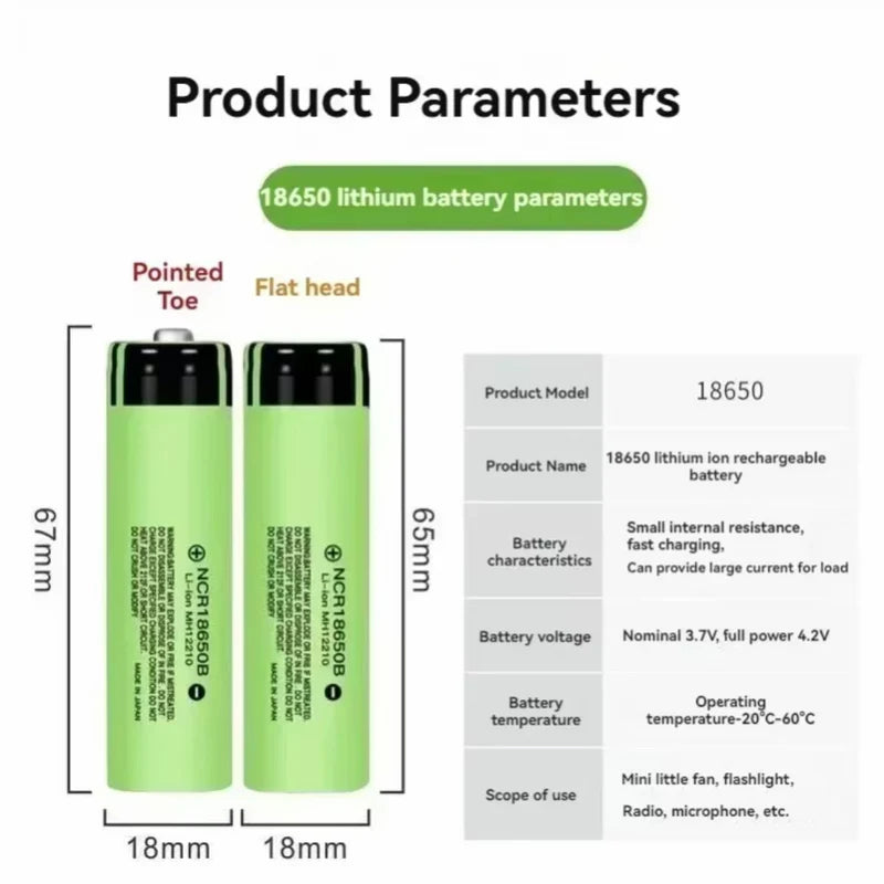 18650 Battery Rechargeable Button Top 8pcs
