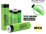 18650 Battery Rechargeable Button Top 6pcs