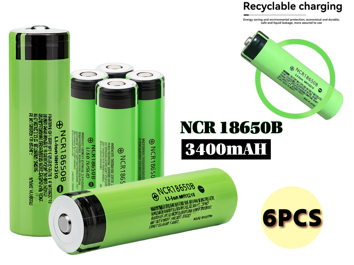 18650 Battery Rechargeable Button Top 6pcs