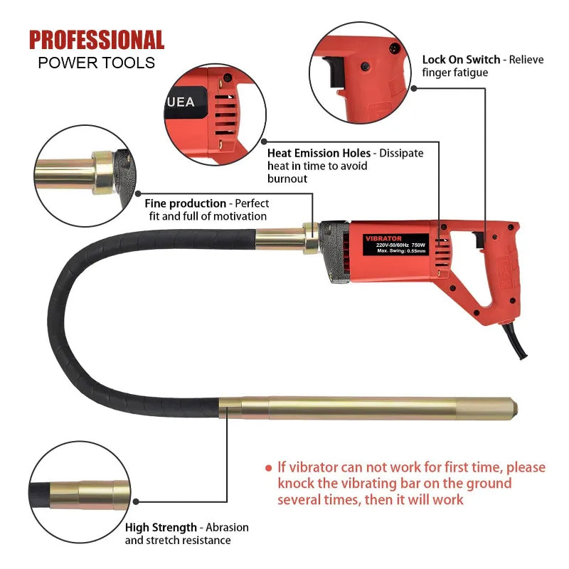 850W Portable Handheld Electric Concrete Cement Mixing with Flexible Hose