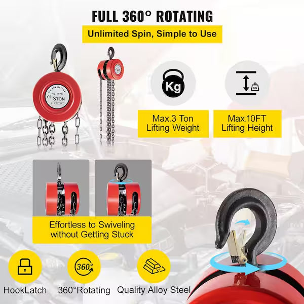 3T Chain Block & Tackle Hoist 3M