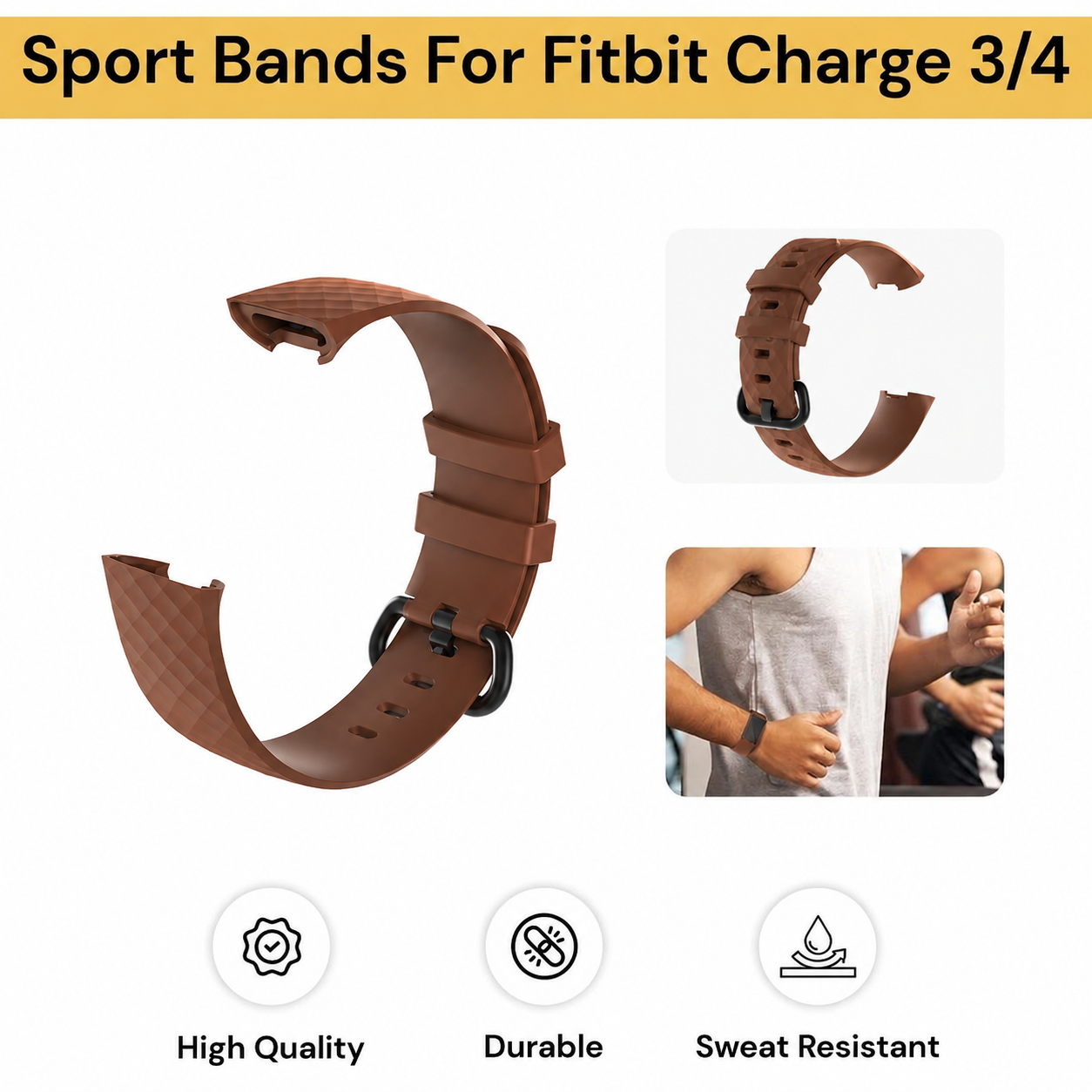 Fitbit Charge 3 / 4 Strap Fitbit Belt Large Brown