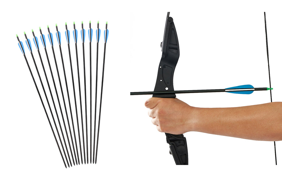 Fiberglass Hunting & Target Archery Arrows (12 Arrows)
