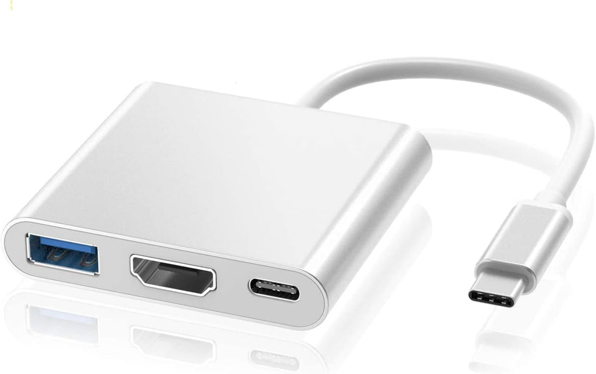 Type C To USB 3.0 HDMI Female 4K Hub Adapter Silver