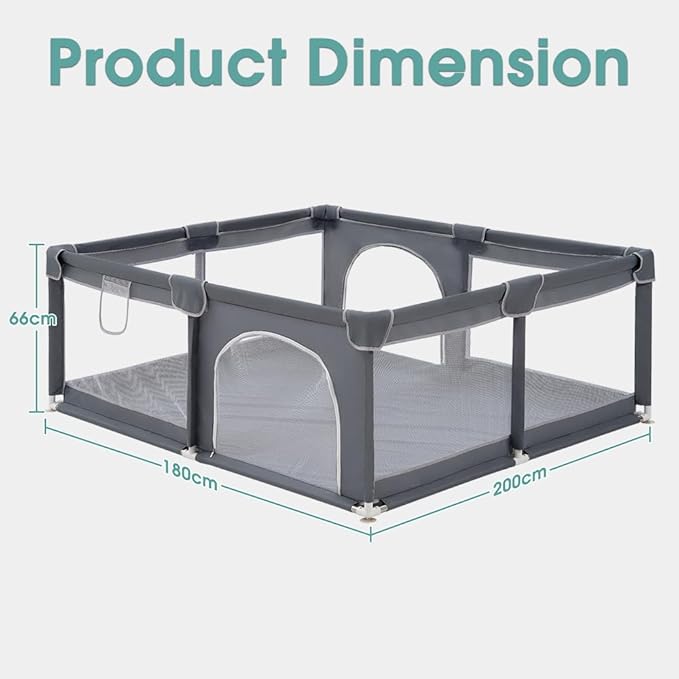 Baby Playpen Child Safety Gate 180x200cm (Grey)