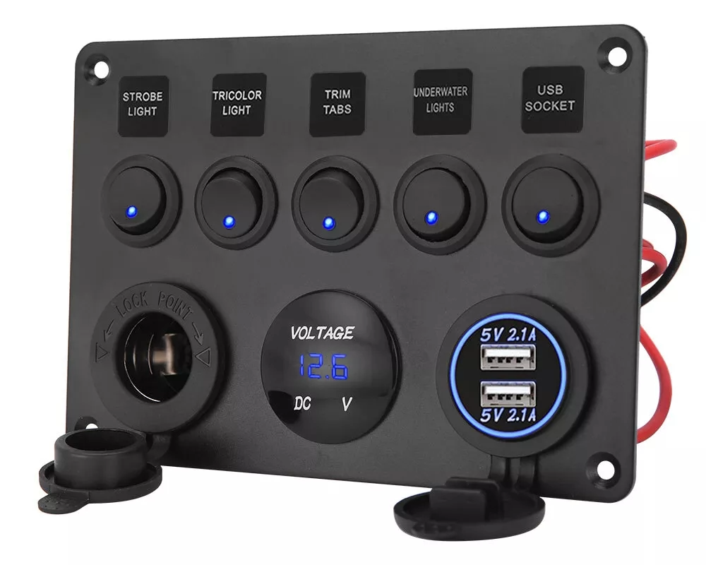 5 Gang Rocker Switch Panel
